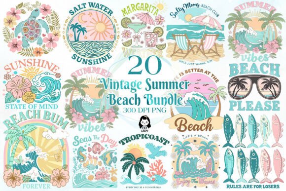 Download Vintage Summer Beach Flowers Bundle - Bundle Collection