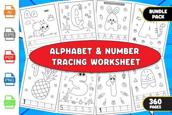 Download Alphabet &amp; Number Tracing Worksheet Bundle - Bundle Collection