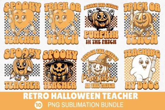 Download Retro Halloween Teacher PNG Bundle - Bundle Collection