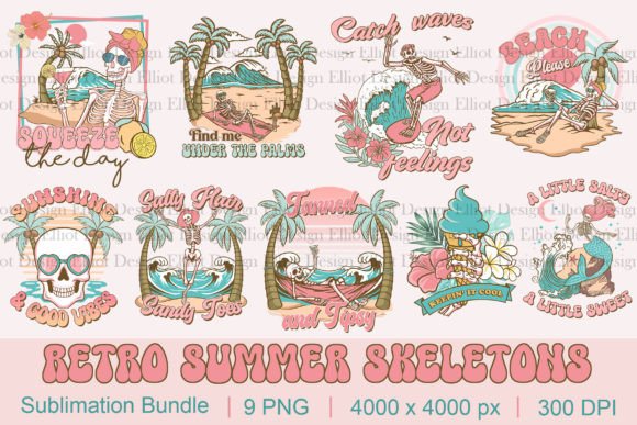 Download Retro Summer Skeleton Sublimation Bundle - Bundle Collection