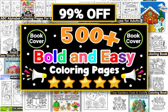 Download Bold and Easy Coloring Pages Bundle - Bundle Collection