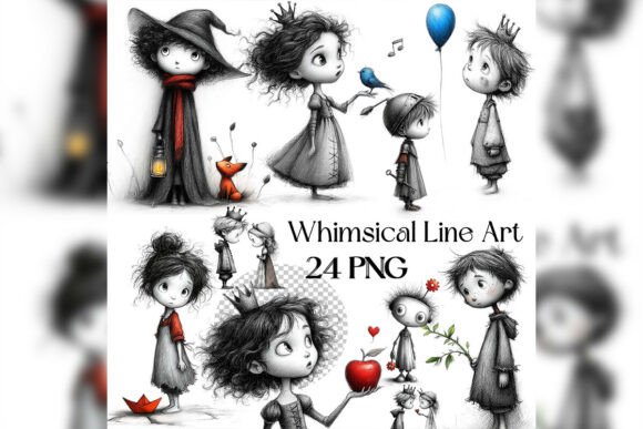 Download Whimsical Valentine Boys Line Art Clipar - Boys Collection