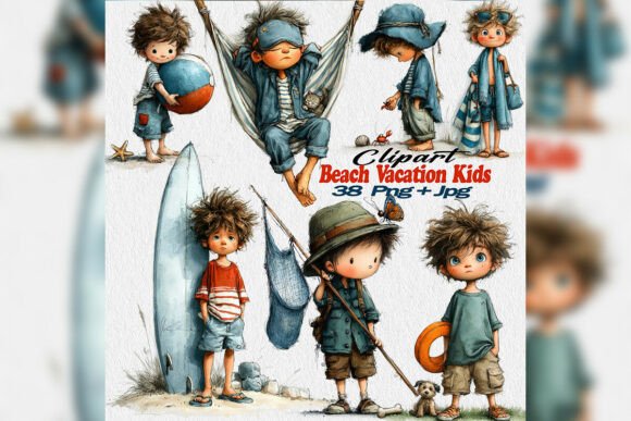Download Whimsical Summer Boys Beach Clipart - Boys Collection