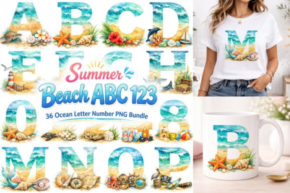 Download Summer Beach Alphabet Letters PNG Bundle - Bundle Collection