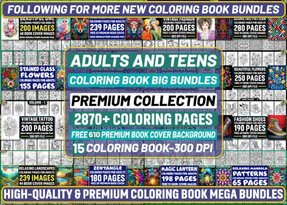 Download Adults-Teens Coloring Book Big Bundles - Bundle Collection