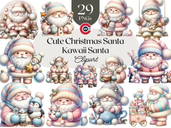 Download Cute Santa Christmas Clipart Bundle - Bundle Collection