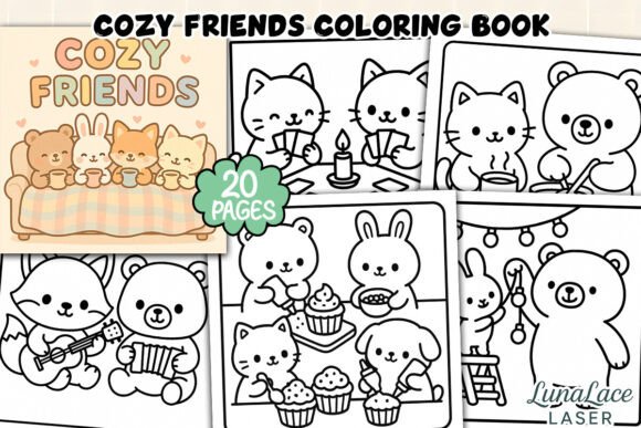 Download Cozy Friends Coloring Page Bundle - Bundle Collection